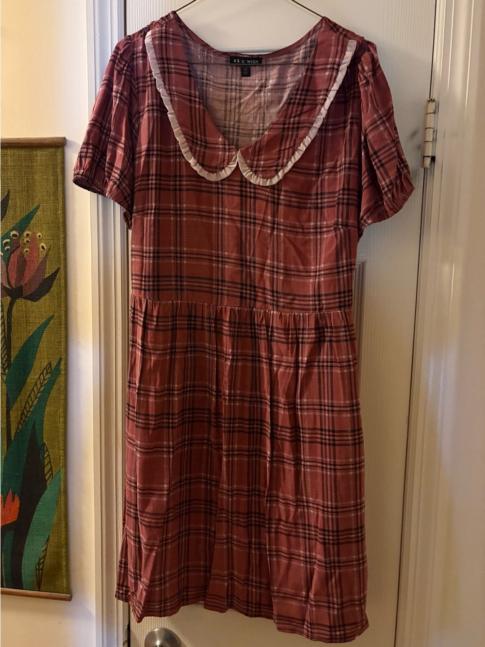 Belk As U Wish Rust Plaid Dress White Trim Collar. New Tags On Never Worn